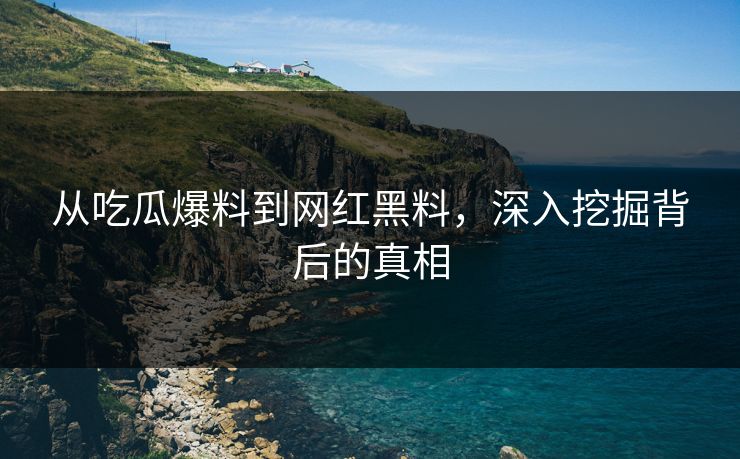 从吃瓜爆料到网红黑料，深入挖掘背后的真相
