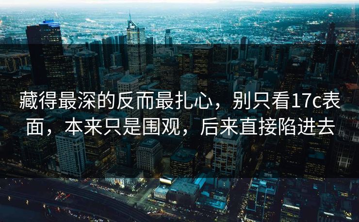 藏得最深的反而最扎心，别只看17c表面，本来只是围观，后来直接陷进去