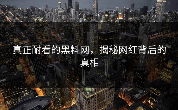 真正耐看的黑料网，揭秘网红背后的真相