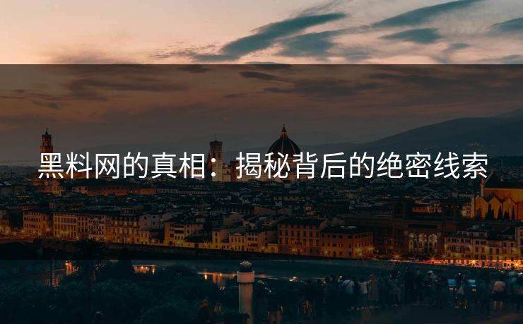黑料网的真相：揭秘背后的绝密线索